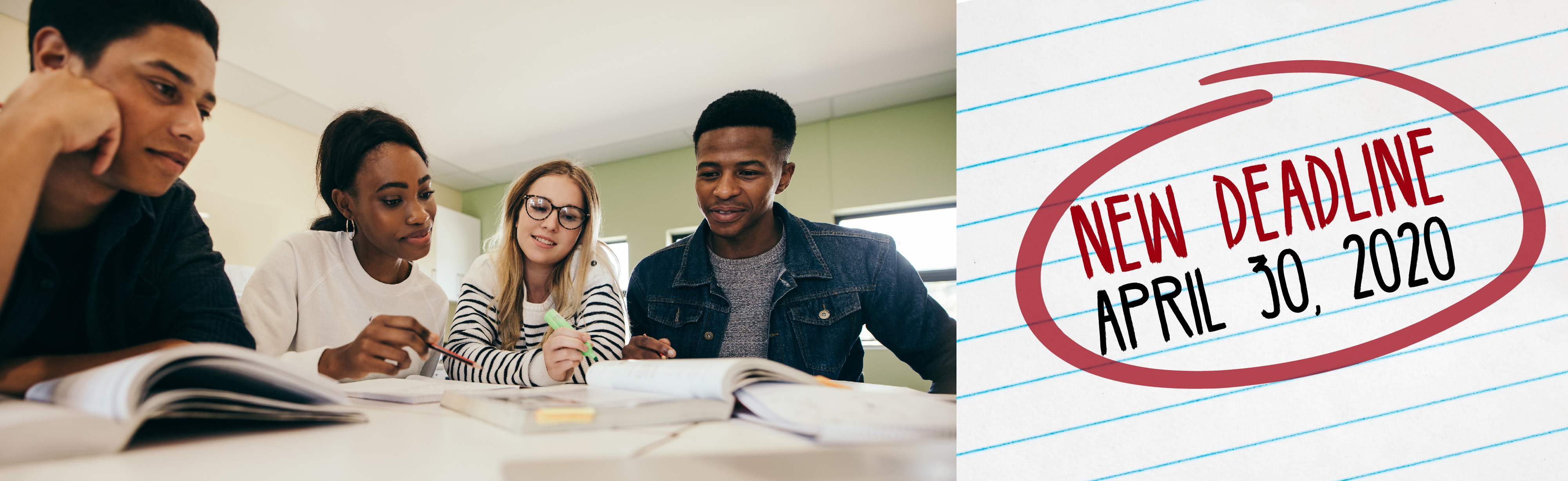 Students next to the words application deadline is March 31, 2020.